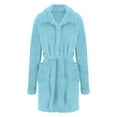 thumbnail image 4 of Prolriy Robes for Women, Women's Fall/Winter Hooded Pajamas Home Plush Thermal Bathrobe Nightgown Womens Robe Sky Blue XXXL, 4 of 6