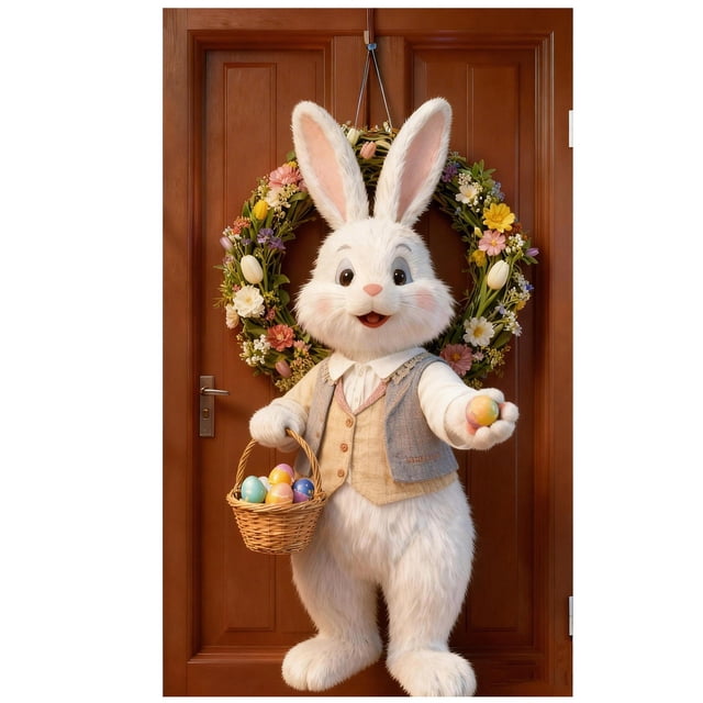 SIfdSeng Rideau de Porte Lapin de Pâques Suspendu pour la Maison Intérieur Extérieur Fête Festive