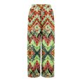 thumbnail image 4 of WTOBBY Women's Summer Boho Palazzo Wide Leg Pants with Retro Print High Waist Elastic Drawstring and Functional Pockets for Vintage Casual Style ,Light Green L, 4 of 7