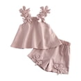 thumbnail image 2 of Cethrio Girls Summer Outfit Sets, Flutter Sleeve Casual Vacation 2 Piece Girls Clothing sets Pink Size 3-4 T, 2 of 7