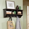 thumbnail image 3 of Alaterre Furniture Shaker Cottage Coat Rack with 3 Open Shelves, Wall Mounted Storage, Transitional Design, Ideal for Entryway Storage Organization, Chocolate Finish, 3 of 8