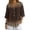 Boho Tribal Print, variant on Cat Flower Pattern Womens Blouses 3/4 Length Sleeve Linen-Look Womens Tops V Neck Button Down Shirt