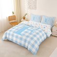 thumbnail image 2 of Catabedysis Blue Checkered Pattern Duvet Cover Queen,Personalized Letter F Queen Bedding For Girls,Colorful Stars Reversible,3-Piece,1 Duvet Cover and 2 Pillowcases, 2 of 6