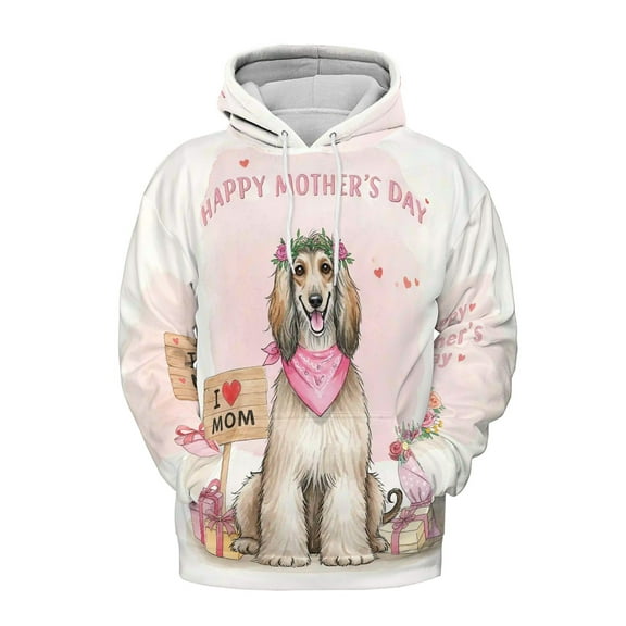Happy Mother's Day Afghan Hound Love Dog Mom Heart Flower All Over Print 3D Hoodie Unisex Merch Hoodies Dog Lover - 12004