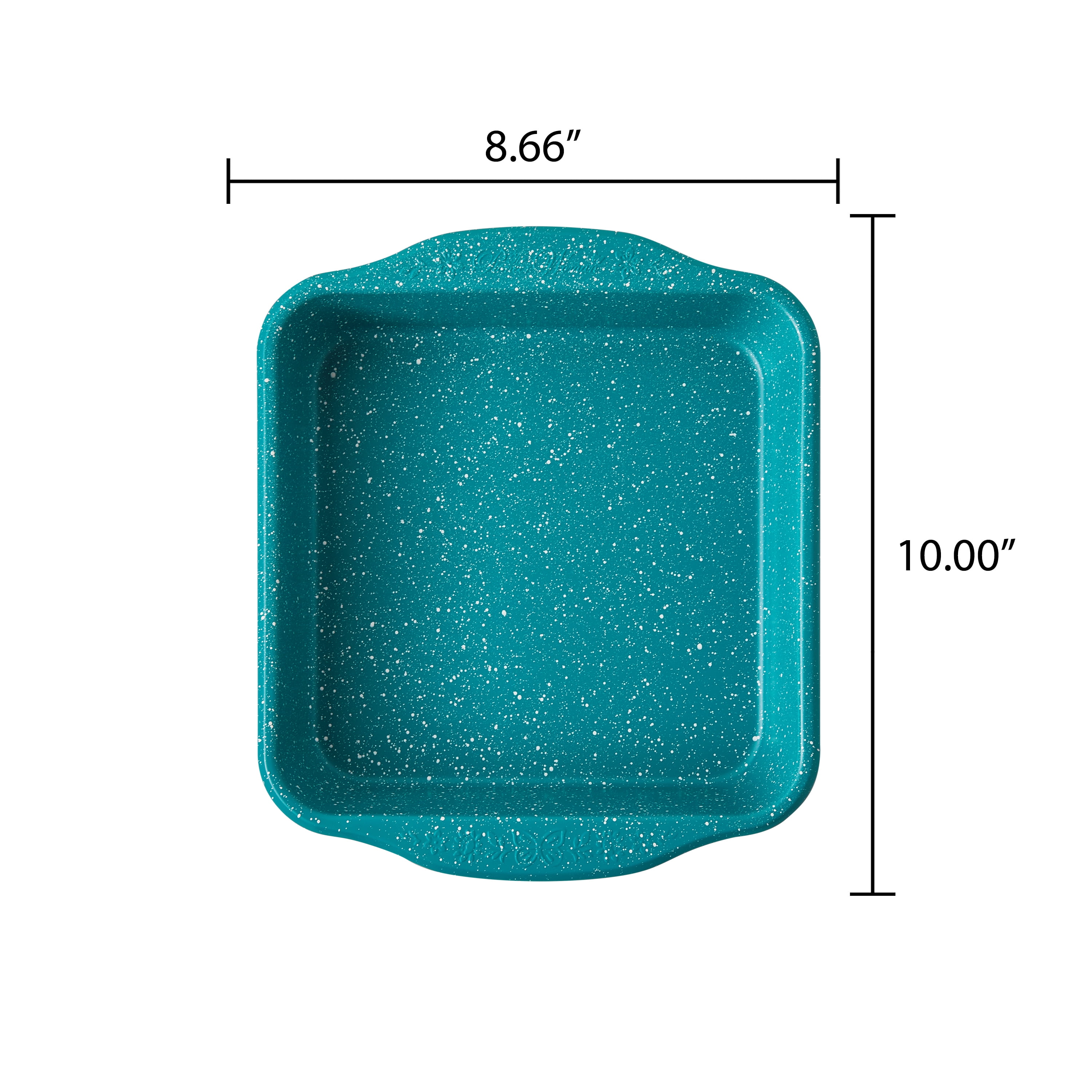 (3 pack) The Pioneer Woman Teal Speckle Timeless 8-inch Nonstick Aluminized Steel Square Cake Pan
