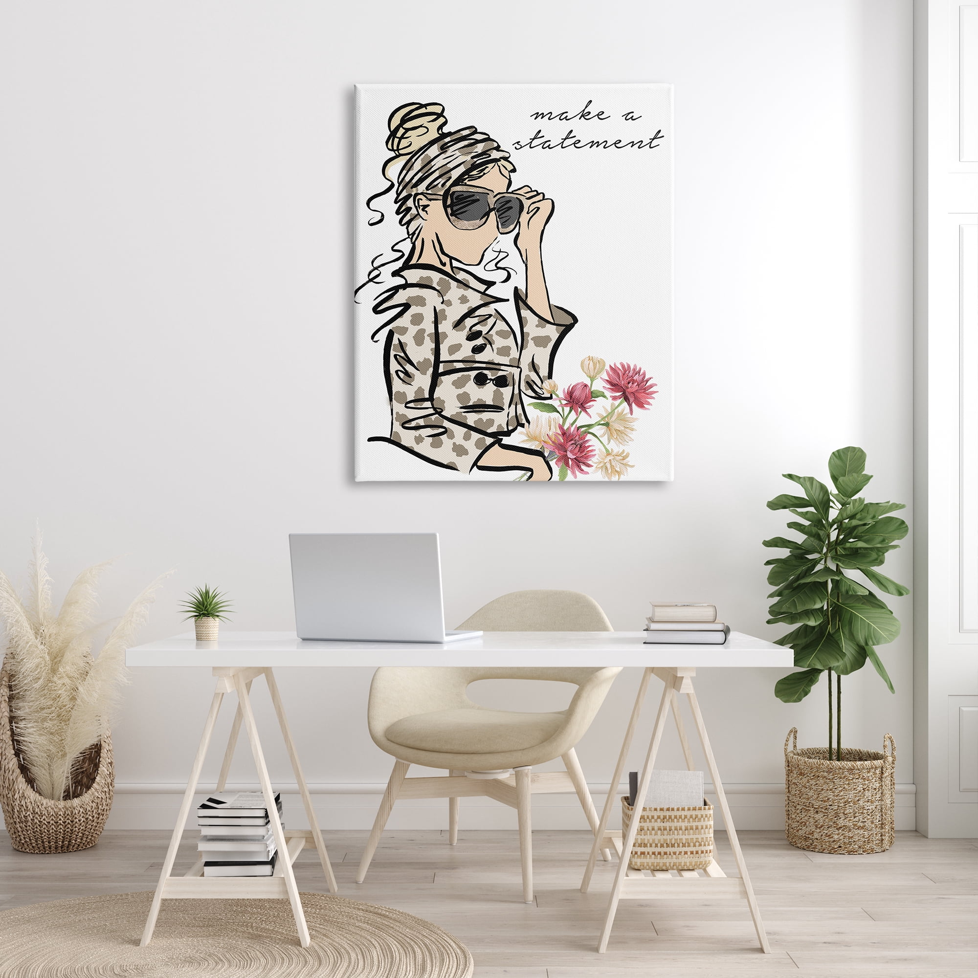 Stupell Industries Make A Statement Expression Fashionista Spring Florals Beauty & Fashion Painting Gallery Wrapped Canvas Print Wall Art, 36 x 48