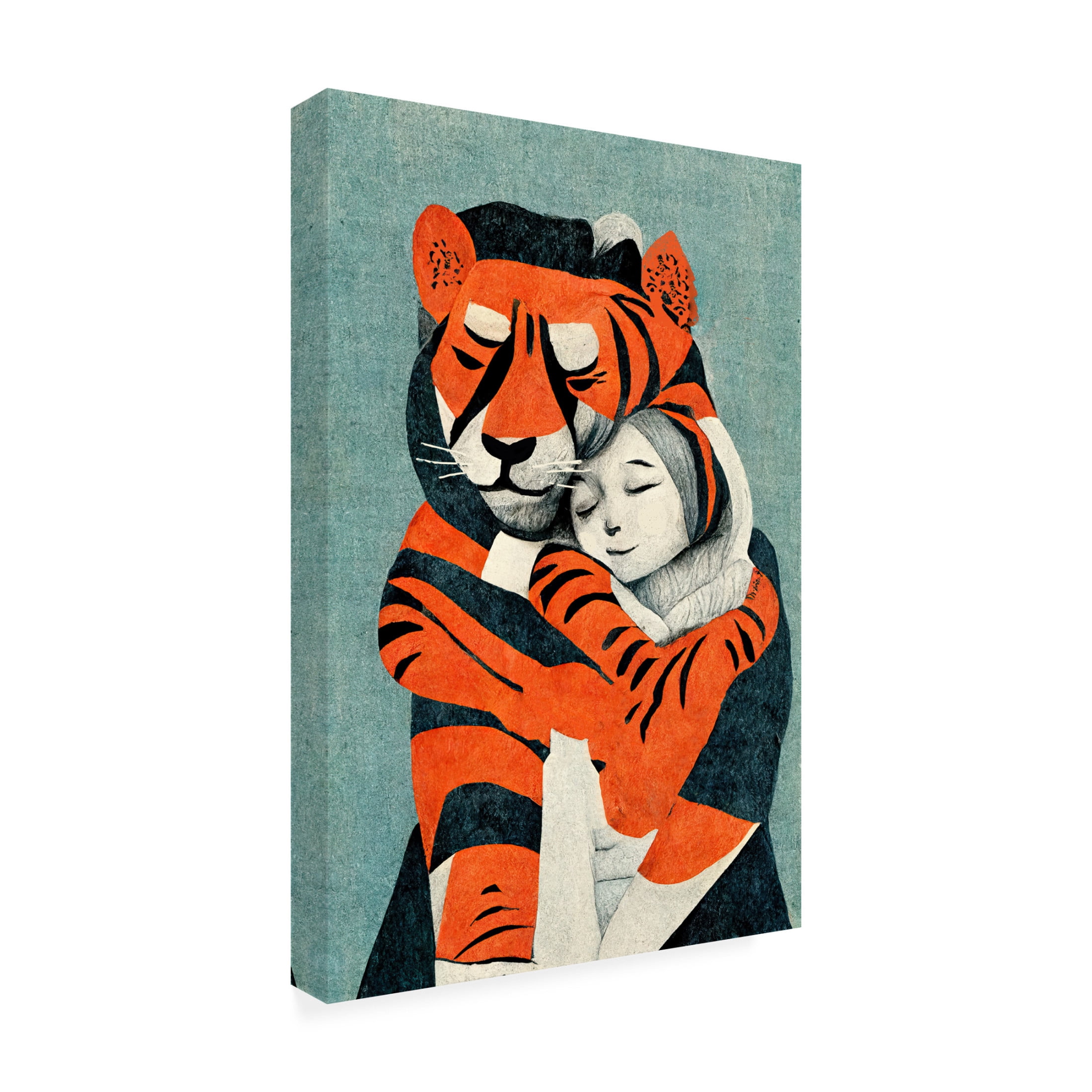 Canvas Wall Art - Treechild 'My Tiger And Me' Wall Art for Living Room, Bedroom, or Office D?cor by Trademark Fine Art - 12 x 19 Inches