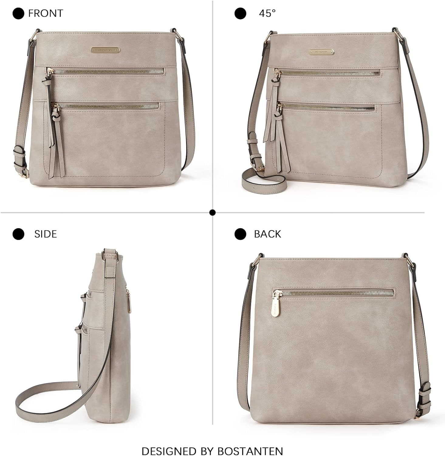 Crossbody Bags Purses for Women Trendy Soft Leather Shoulder Handbags with Adjustable Strap Zipper Pocket Medium