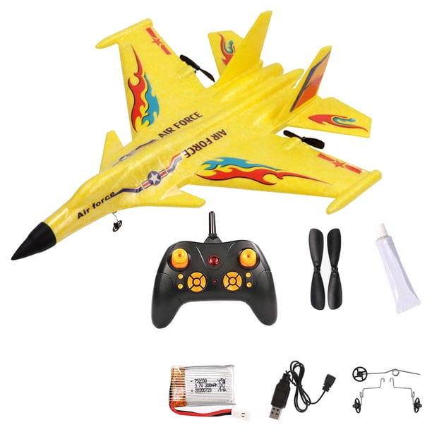 Avión de ala fija RC planeador de control remoto portátil al aire libre Amarillo Zulema Avión RC