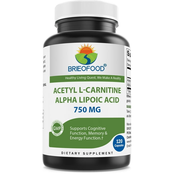 Brieofood Acetyl LCarnitine Alpha Lipoic Acid ( ALA ALC) 750 mg 120