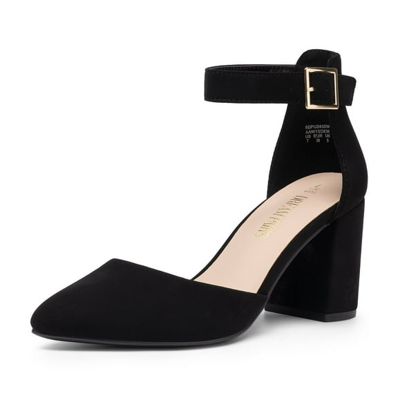 DREAM PAIRS ANNEE Women’s Pointed Toe Low Chunky Heel Pumps – Comfortable Dress Shoes for Work, Parties, and Everyday Wear
