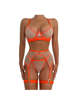 Womens Sheer Lingerie Set Push Up Strappy Lace Mesh Sexy Lingerie Set for  Women High Cut Bra and Panty 2 Piece Outfit