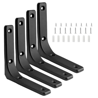 4-Pack 8 Inch Folding Shelf Brackets – Heavy Duty Stainless Steel, 200 Lbs Capacity, Black
