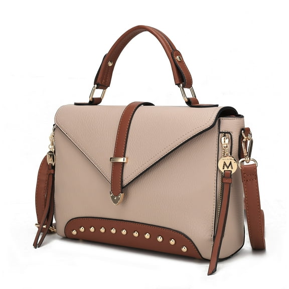 MKF Collection Angela Vegan Leather Women's Satchel Bag, Sophisticated Crossbody Purse Handbag by Mia K - Taupe