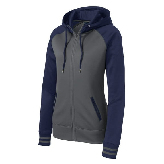 Sport-Tek LST236 Ladies Sport-Wick Varsity Fleece Full-Zip Hooded Jacket, Plus Size Activewear