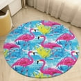thumbnail image 4 of Flamingo Pattern Washable Round Rug -Circle Area Rugs for Nursery Bedroom, Vintage Non Slip Non Shedding Low Pile Carpet for Living Room Coffee Table Entryway, 4 of 6