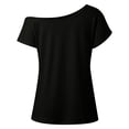 thumbnail image 5 of WEIWEN 80s Outfit for Women Retro Off The Shoulder Tops Summer Short Sleeve Disco 80s 90s Theme Party T Shirts Black Size S, 5 of 5