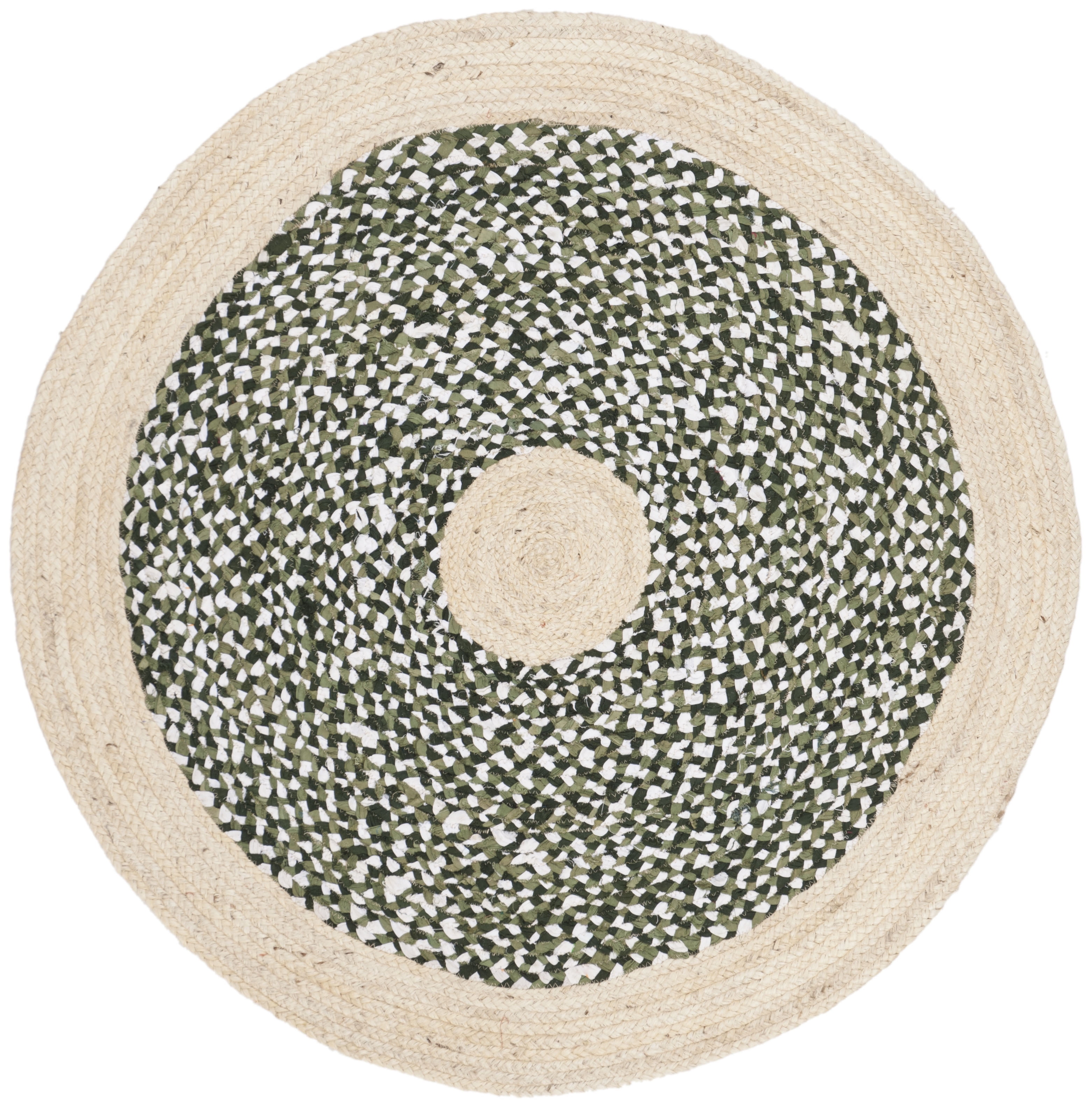 SAFAVIEH Cape Cod Wesley Braided Area Rug, 4' x 4' Round, Green/Natural