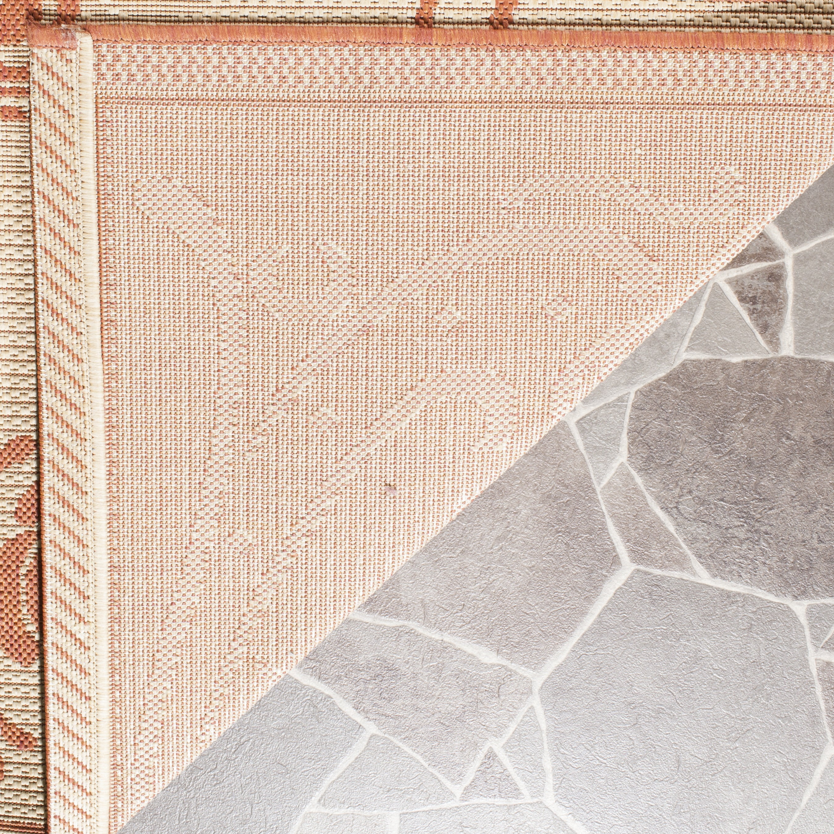 Safavieh Courtyard Elena Oriental Indoor/Outdoor Area Rug, Natural/Terracotta, 6'7" x 6'7" Round
