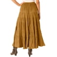 thumbnail image 2 of Woman Within Plus Size Button Front Moleskin Tiered Maxi Skirt (Petite Available), 2 of 3