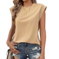 thumbnail image 4 of Summer Solid Color Women Cap Sleeve Casual Tank Tops Shirt, 4 of 6