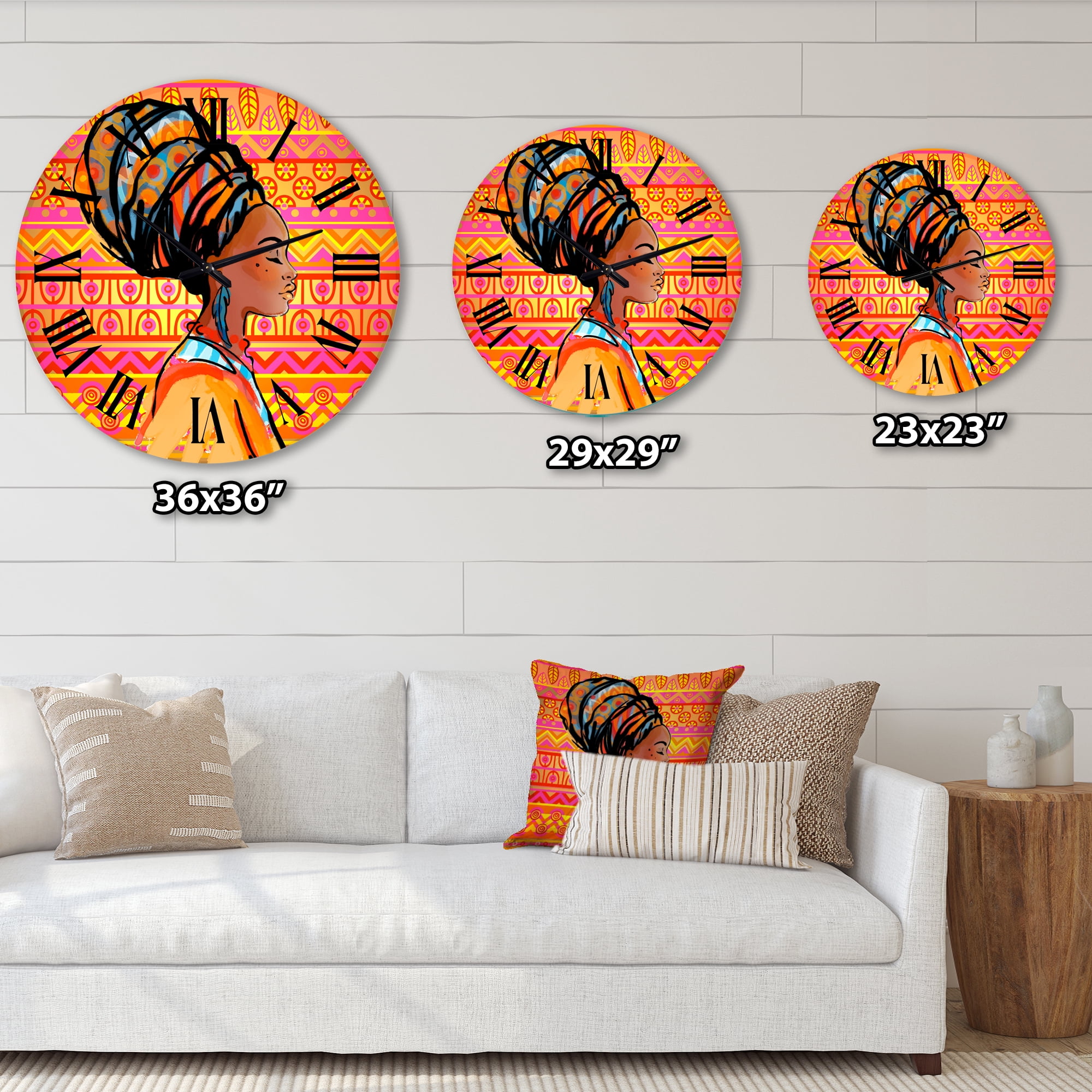 Designart 'Portrait Of Afro American Woman With Turban I' Modern Wall Clock