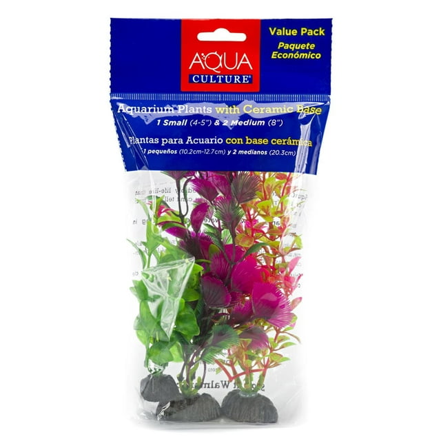 Penn-Plax Aqua Culture 3 Pk Plants Assorted