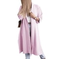 thumbnail image 2 of SAYOO, gabardina abierta por delante para mujer, cárdigan largo de manga 3/4 informal holgado de Color sólido para ropa de calle de otoño SAYOO  moda, 2 of 5