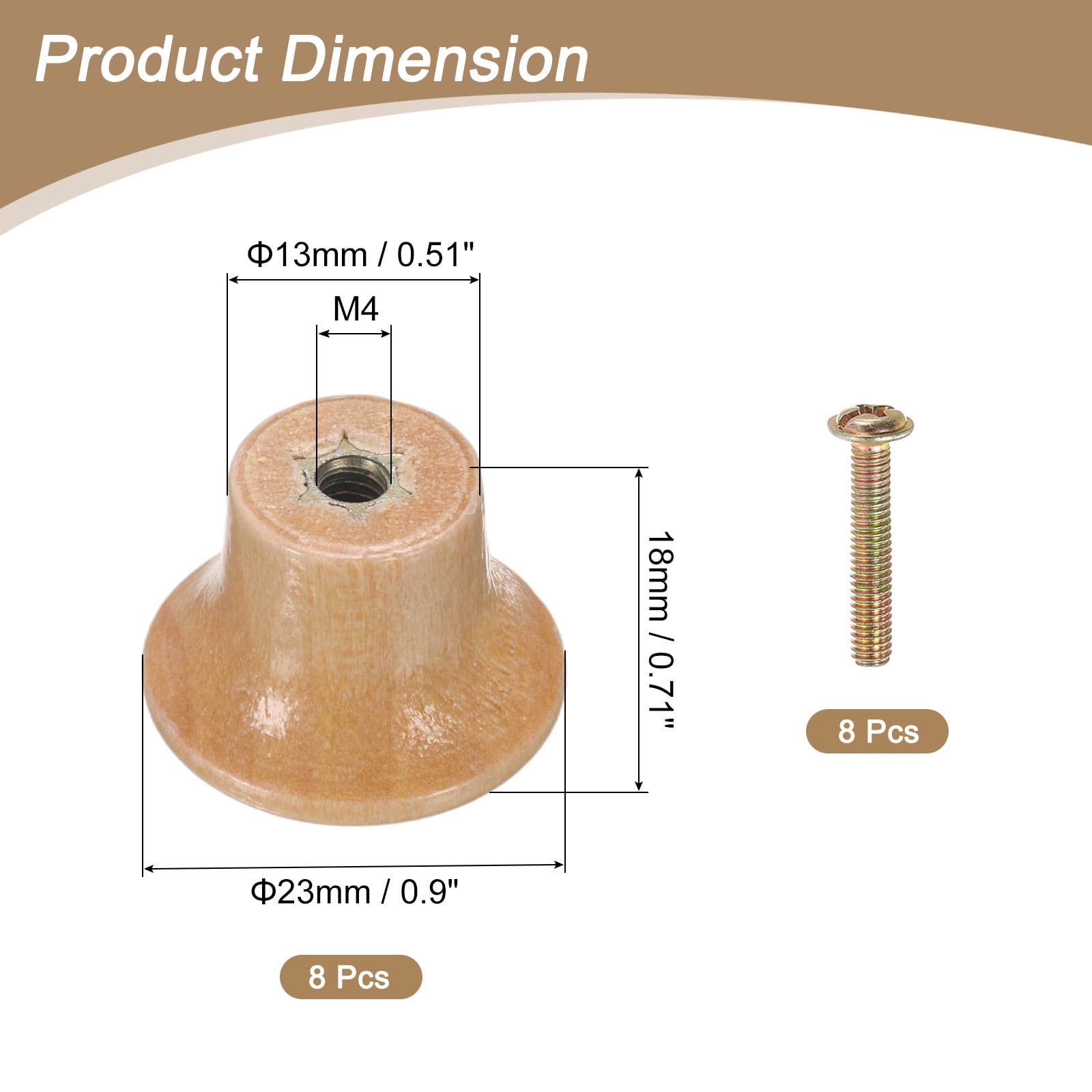 Unique Bargains Wooden Mushroom Shape Single Hole Drawer Pulls Light Brown