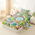 thumbnail image 2 of Manfei Boys City Map Twin Sheets,Cartoon Buildings Bedding,Gray,3-Piece,1 Fitted Sheet and 1 Pillowcase, 2 of 6