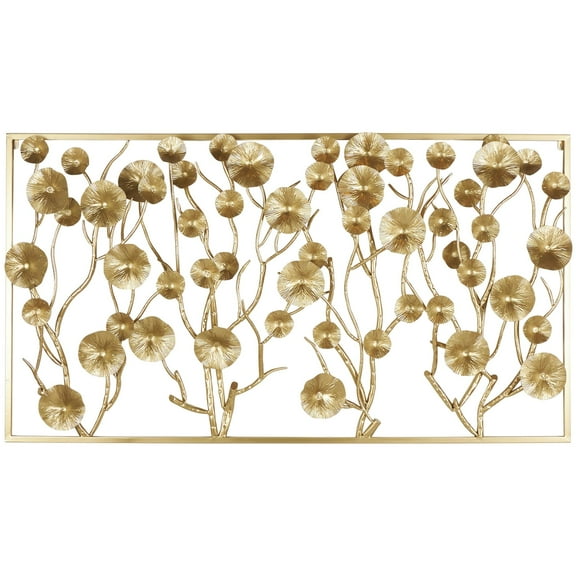 DecMode Gold Metal Dimensional Floral Wall Decor