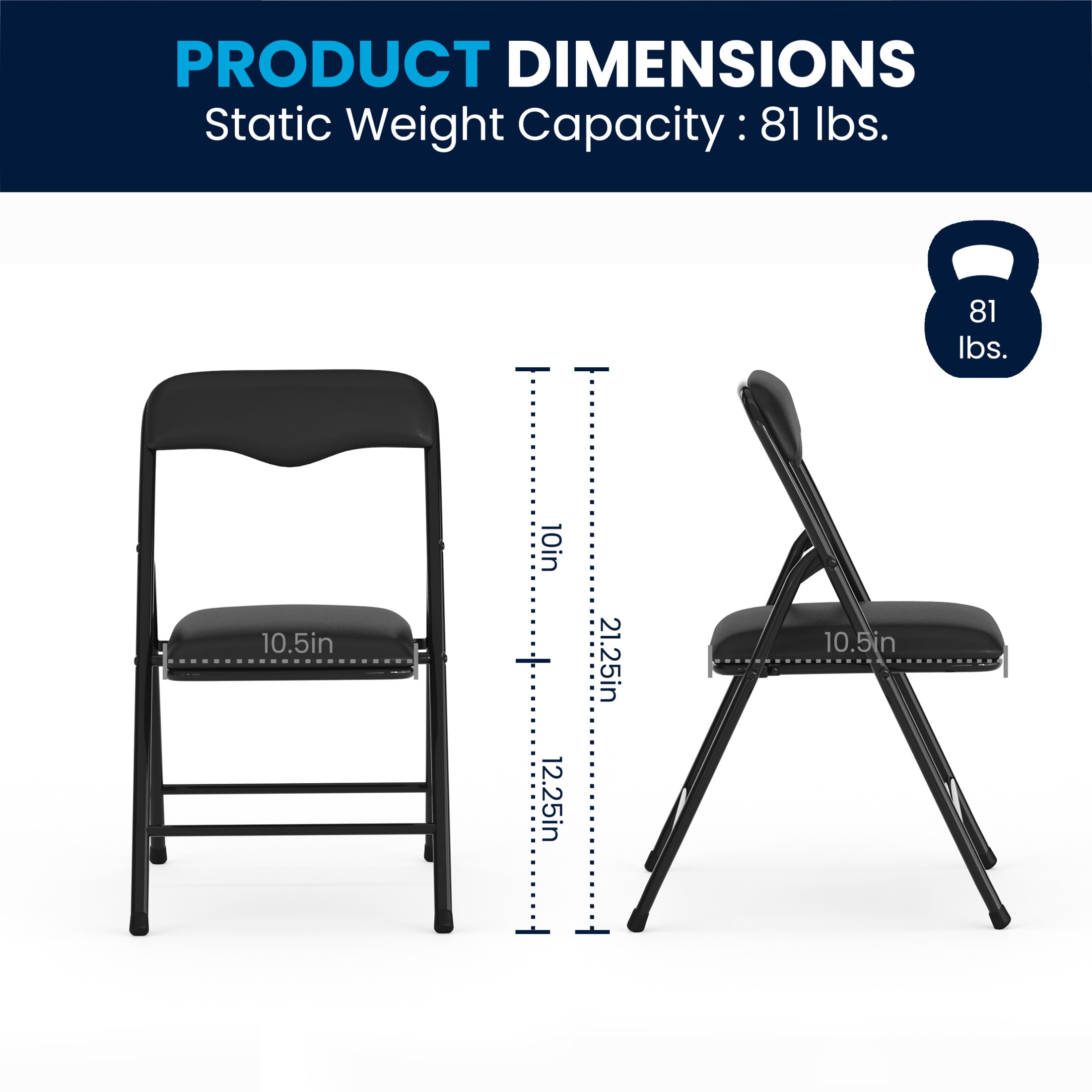 BizChair Kids Black 3 Piece Folding Table and Chair Set