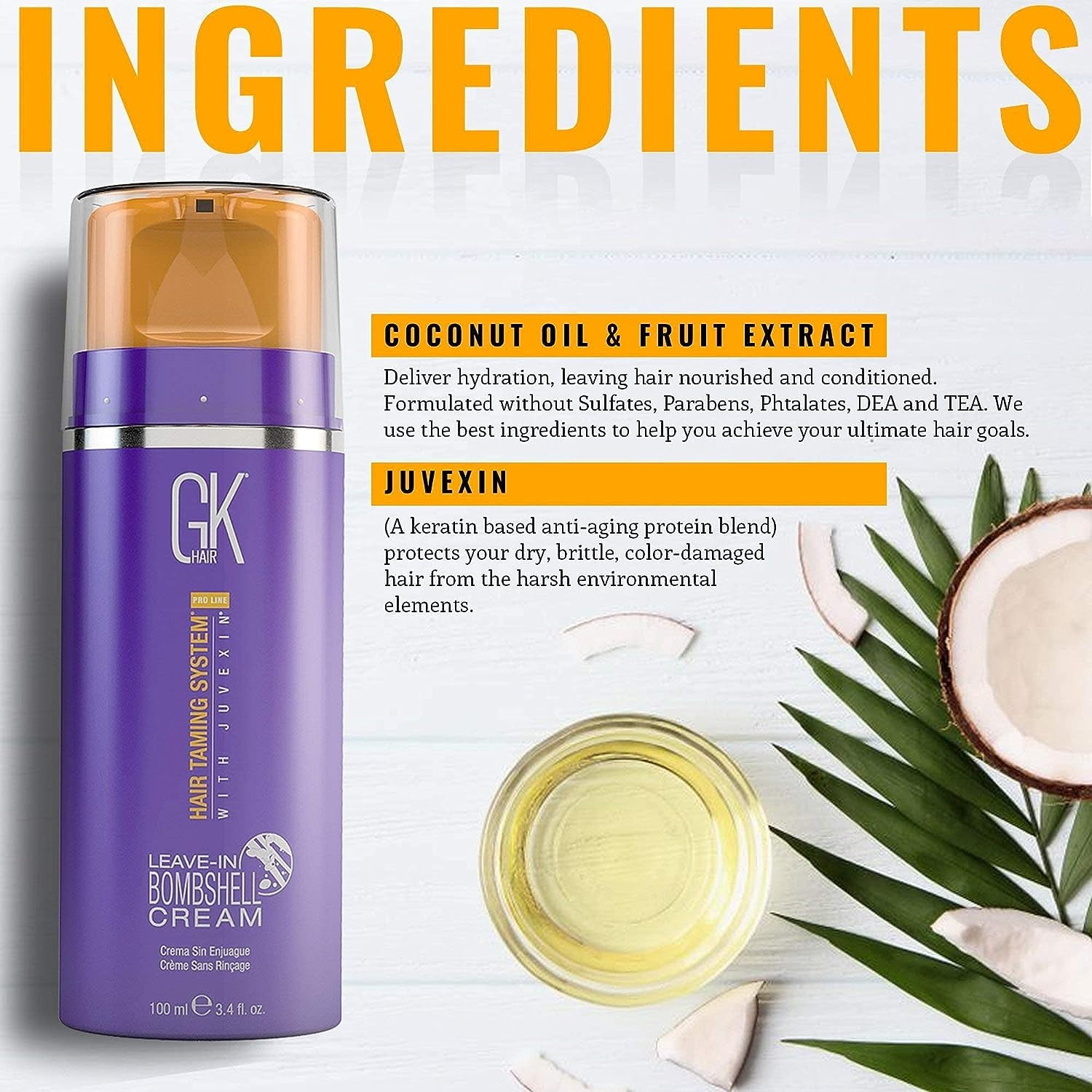 新品入荷 GK HAIR 3.4 (100ml/ Cream Bombshell In Leave Keratin Global ヘアスタイリング剤