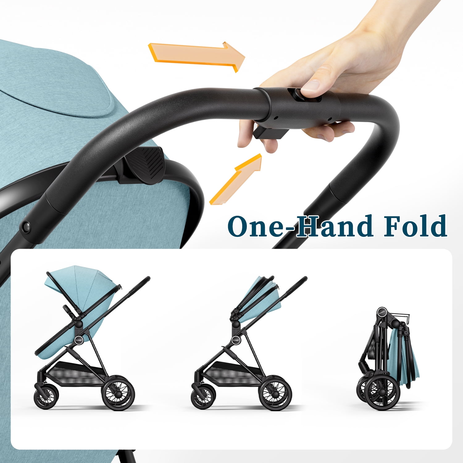 Cochildor Lite 2.0 Baby Stroller with Bassinet Mode - 3-Position Reversible Lightweight Stroller for 0-36 Months, Foldable Compact Travel Stroller with UPF 50+ Canopy, Blue