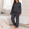 thumbnail image 2 of QIYAGBSA Fleece Pajama Set for Women Soft Warm Jacquard Long Sleeve Top and Pants (Dark Gray, L), 2 of 6