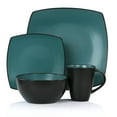 thumbnail image 2 of GBS Elite Soho Lounge 16 Pieces Matte Glaze Square Dinnerware Set in Teal, 2 of 3