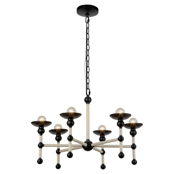 Alora Lighting Ch343625 Nadine 4 Light 25" Wide Chandelier - Matte Black / Natural Cotton