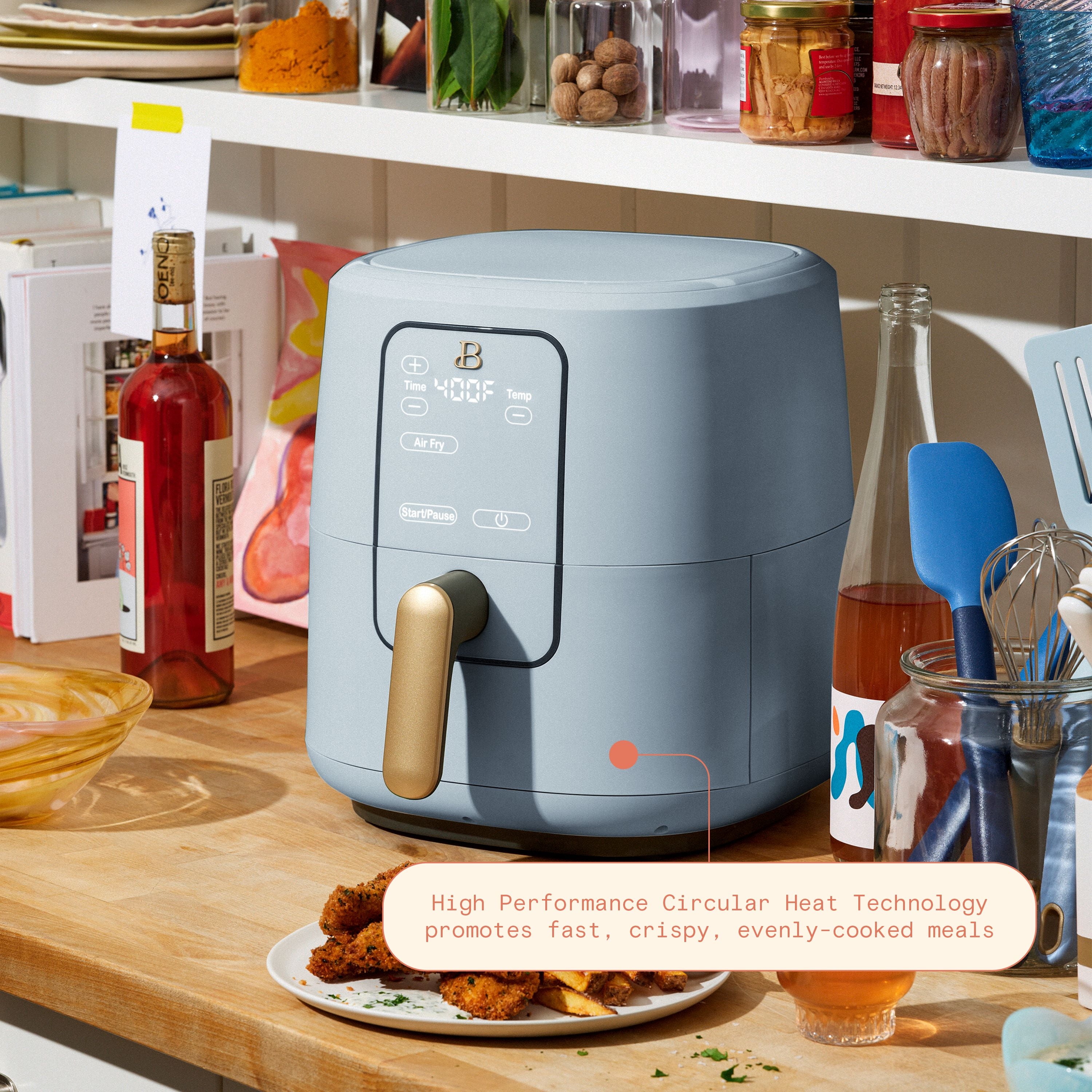Beautiful 6 Qt Air Fryer with TurboCrisp Technology and Touch-Activated Display, Cornflower Blue by Drew Barrymore