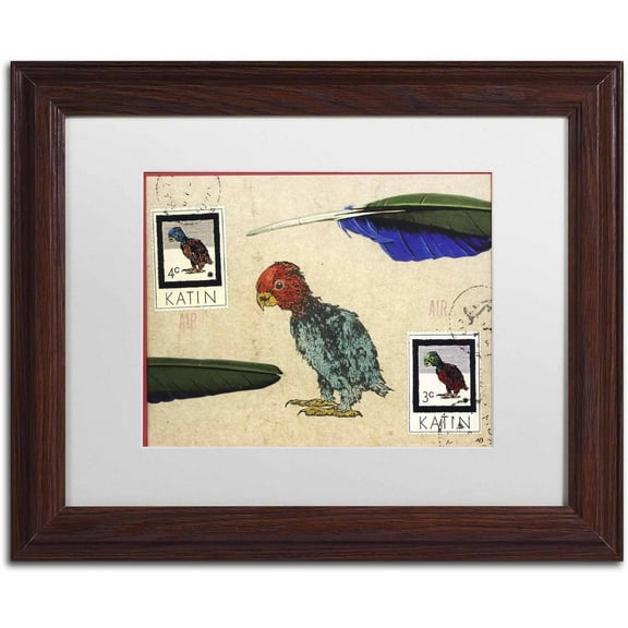 Trademark Fine Art 'Katin Parrot' Canvas Art by Nick Bantock, White Matte, Wood Frame