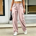 thumbnail image 3 of Smsaxvxz Quick Dry Cargo Pants for Women Casual Drawstring Elastic Waisted Trousers with Multi Pockets Pink XL, 3 of 5