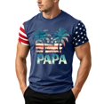 thumbnail image 2 of GrmtClth Father's Day Gift Summer Dad Papa Print American Flag Top Vintage 4th Of July Patriotic Shirt Lightweight Soft Short Sleeved Independence Day Tee Blue 3XL, 2 of 4