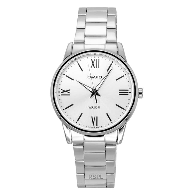 Casio Reloj Analógico de Acero Inoxidable con Esfera Plateada de Cuarzo MTP-1303DD-7AV para Hombre