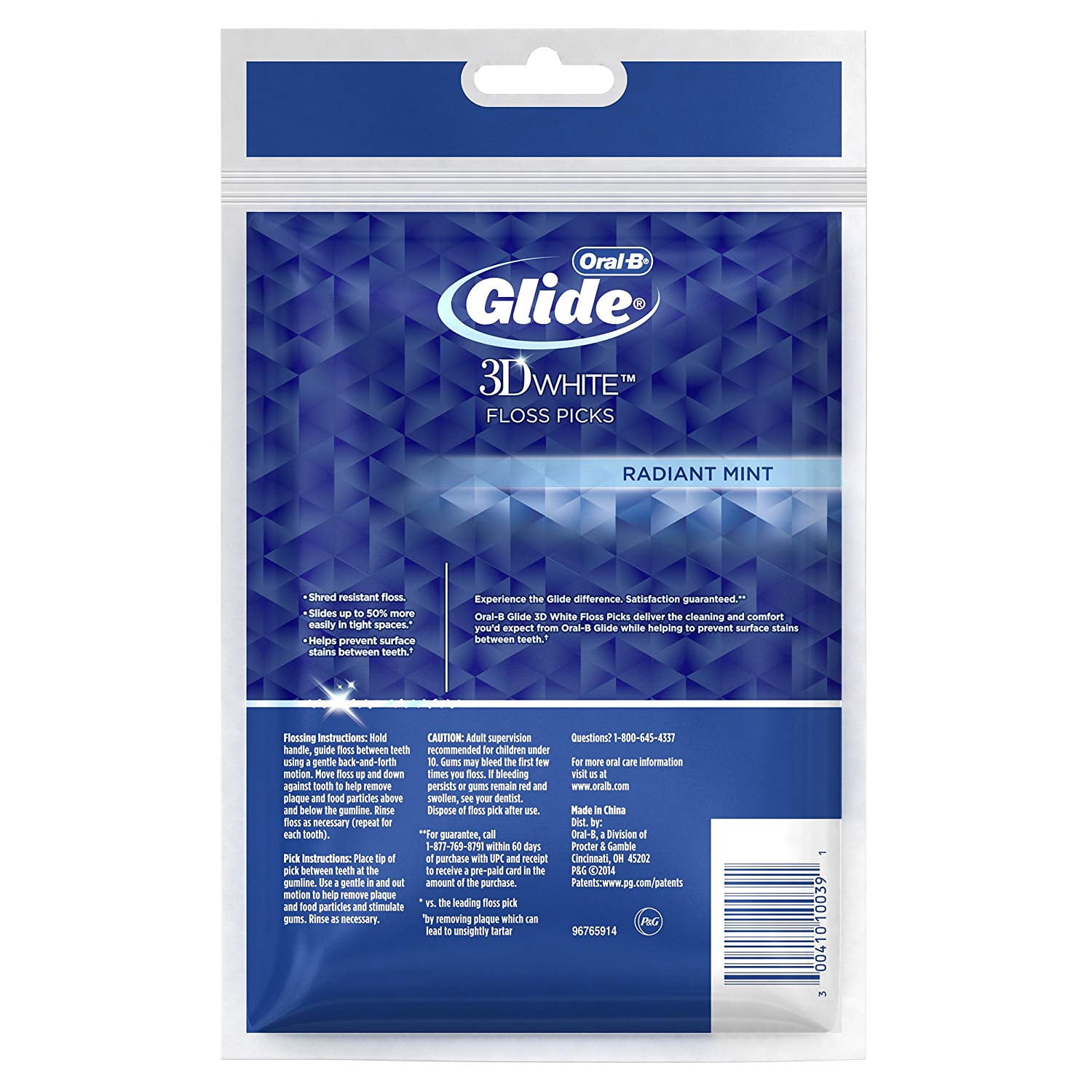 Oral-B Glide 3d White Floss Picks, Arctic Peppermint Oil, 75 Picks, 4 Pack