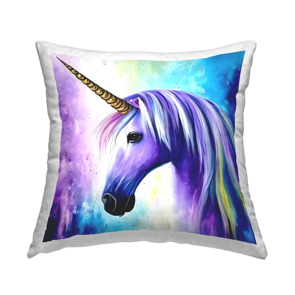 Stupell Industries Bold Purple Unicorn Decorative Printed Throw Pillow, 18 x 18