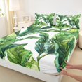 thumbnail image 3 of Feelyou Green Tropic Leaves Full Size Sheets, Watercolor Plant Bed Sheets, Summer Botanical Theme Sheet Sets, Ultra Soft Bedroom Decor, 4-Piece, 3 of 7