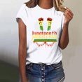 thumbnail image 3 of Tops de Manga Corta para las Mujeres de Ajuste Suelto, Día de la Independencia Negro Impreso, Cuello Redondo Suelto Superior, 3 of 4