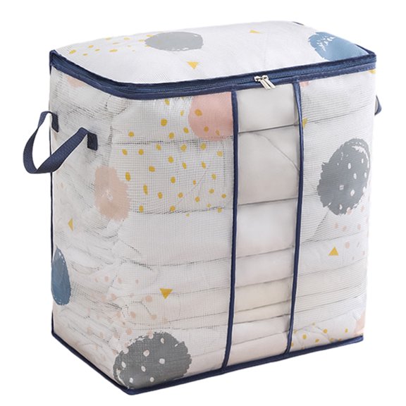 Hvmvliv 1Pc Storage Bag Organizer Comforter Storage Bag with Clear Window Clothes Blanket Storage Organizer Reinforced Handle for Clothing Bedding White