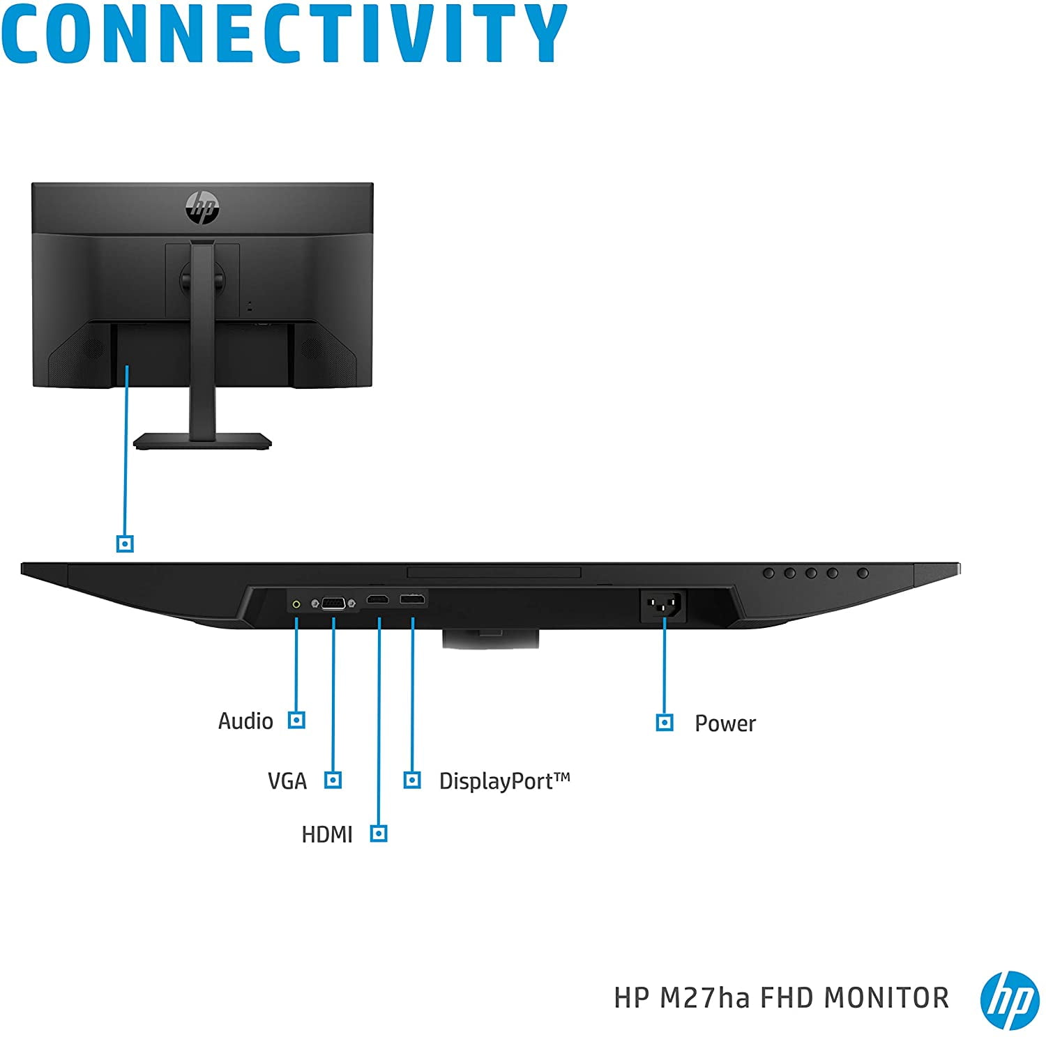 HP M27ha 27"FHD Monitor IPS Panel and Built-in Audio - 22H94AA#ABA