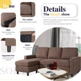 thumbnail image 6 of Walsunny 73.6" Convertible Sectional Sofa Couch L Shaped Couch Reversible Chaise for Small Living Room Apartment,Brown, 6 of 8