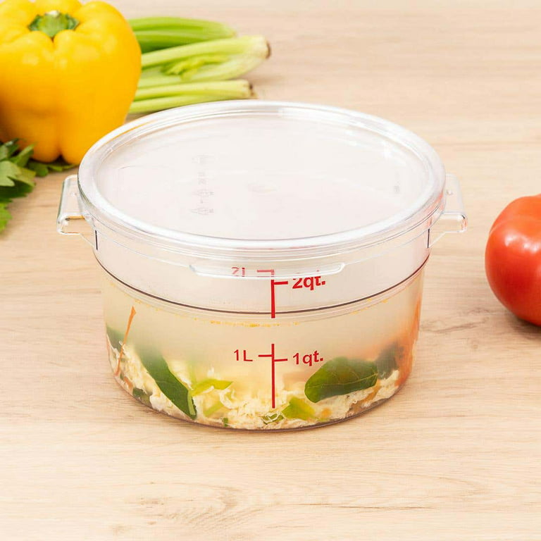 Met Lux 2 qt Round Clear Plastic Food Storage Container - with Red
